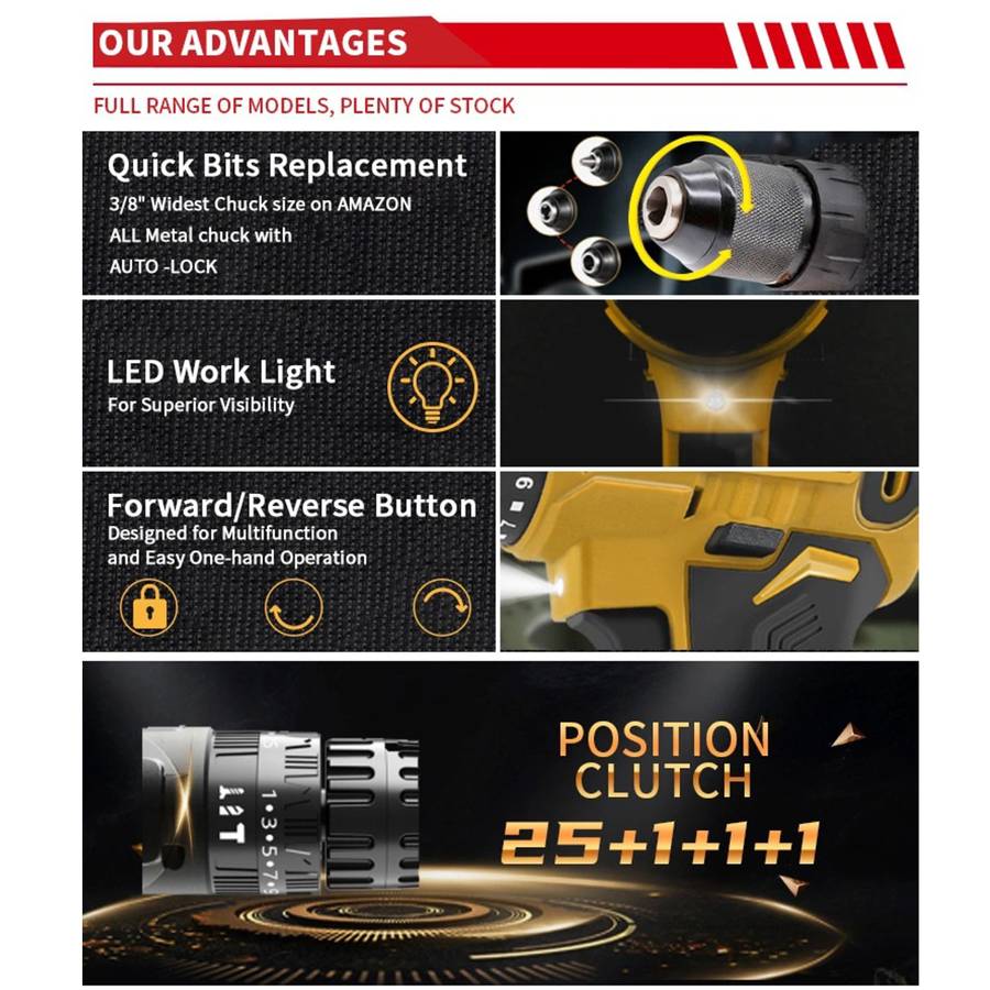 26 Pc Wireless Impact Drill Set With 2 Lithium Battery Packs, Case