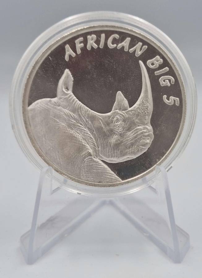 African Big 5 Rhino Silver coin
