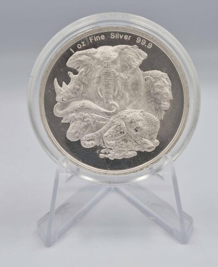 African Big 5 Rhino Silver coin