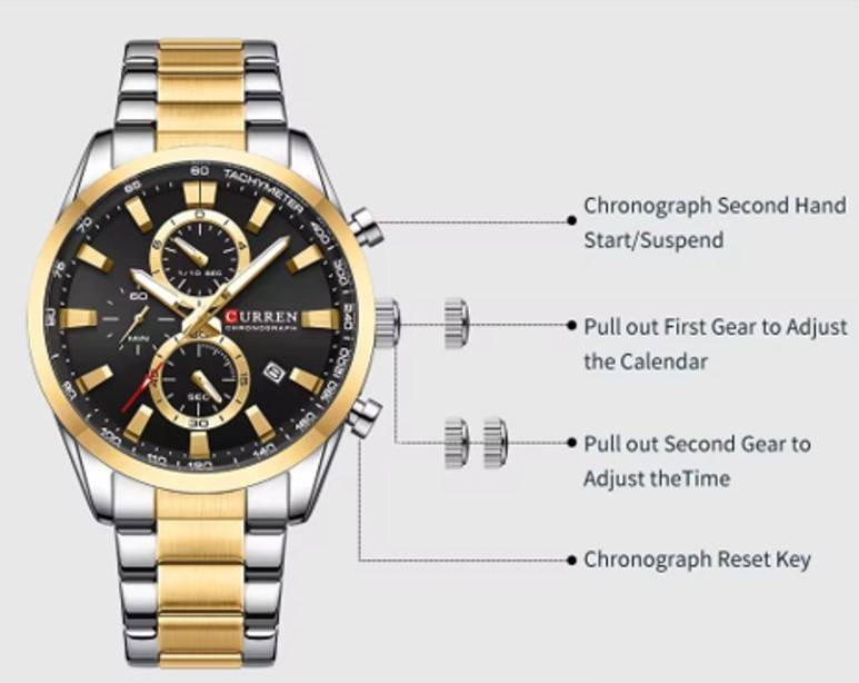 Curren Chronograph Watch (Gold-Black)