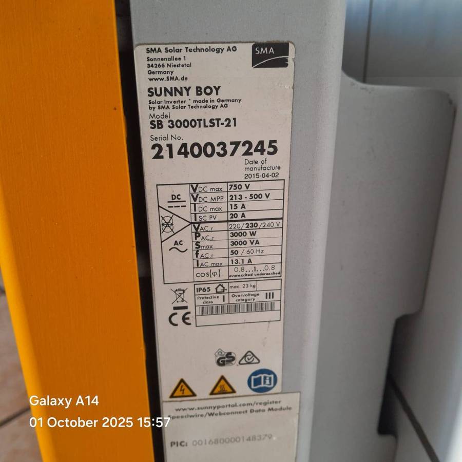 SMA Sunny Boy SB 3000TL-21 Inverter 3kw 1 Phases 2 MPPT