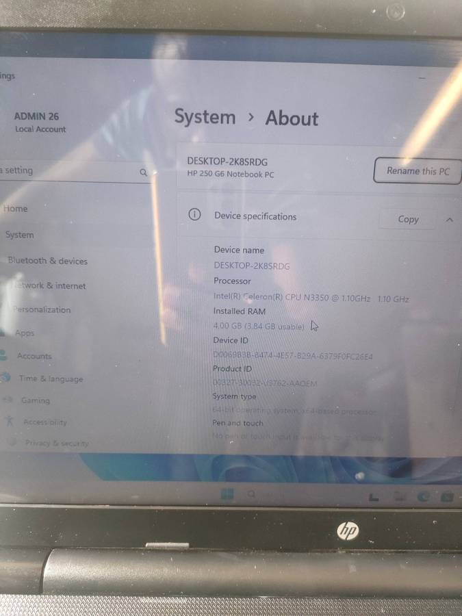 HP 250 G6 NOTEBOOK STILL CLEAN