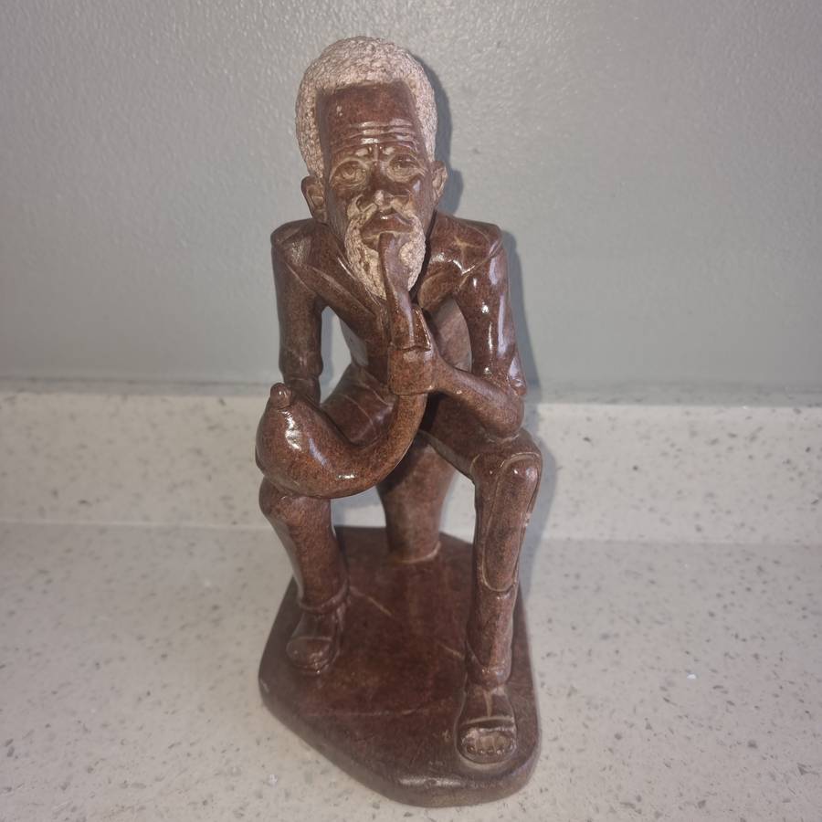 Old Man Smoking a Pipe Soap Stone.