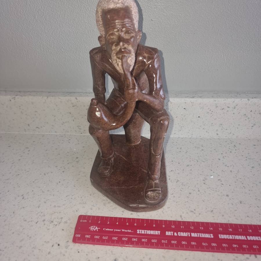 Old Man Smoking a Pipe Soap Stone.