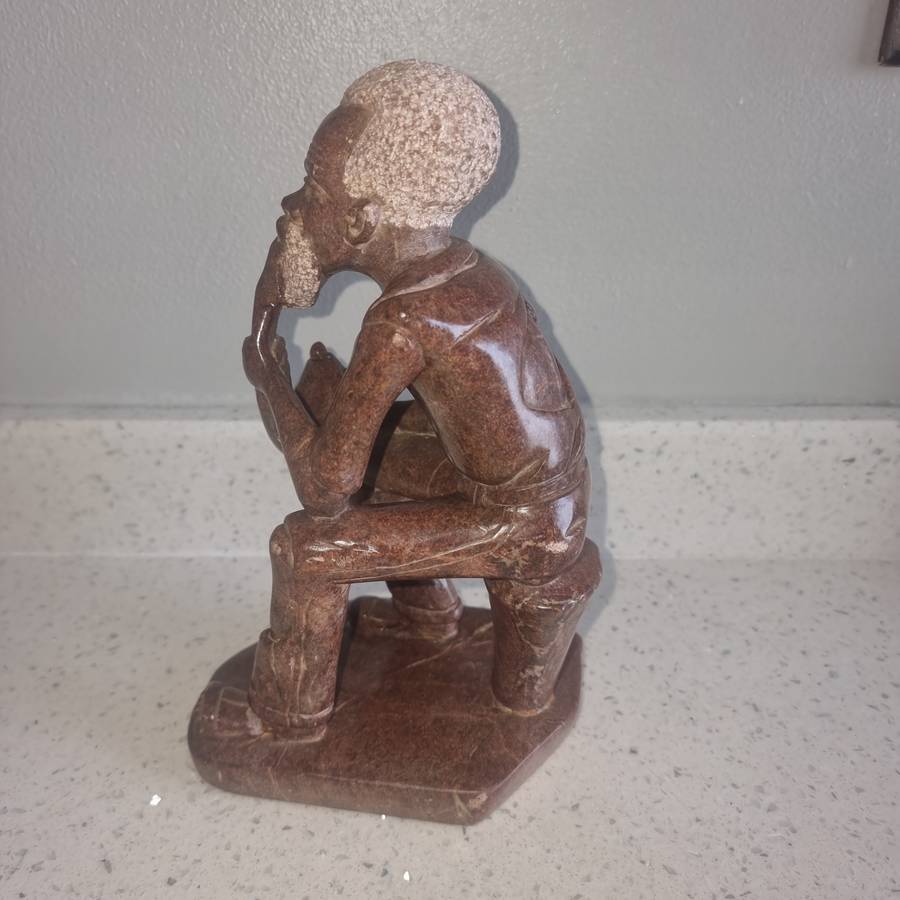 Old Man Smoking a Pipe Soap Stone.
