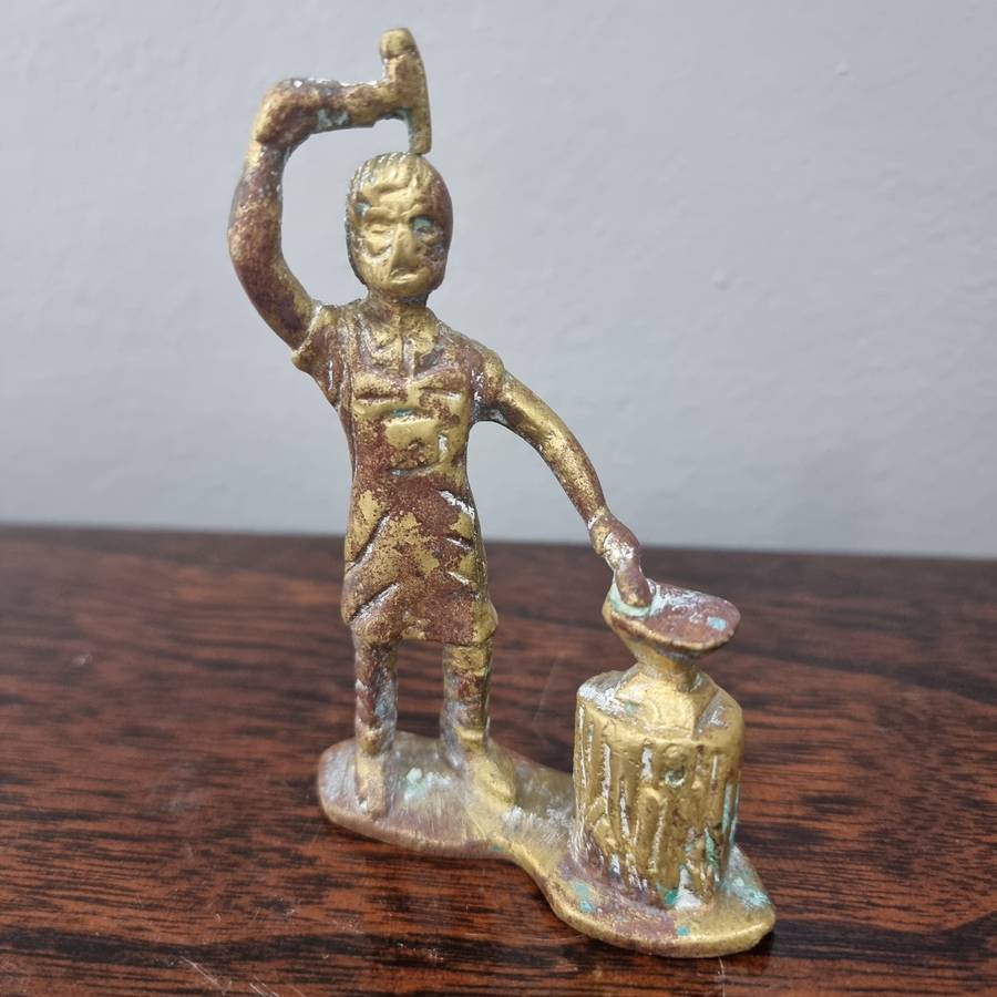 Antique Brass Blacksmith at work figurine, solid brass Paper Weight