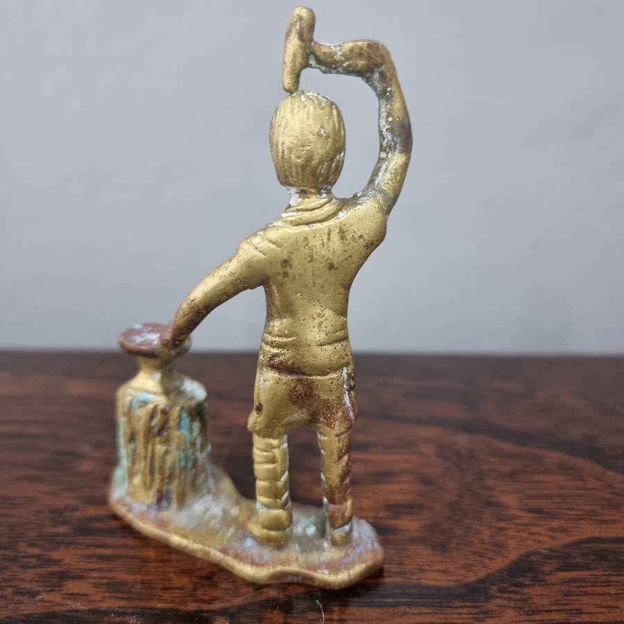 Antique Brass Blacksmith at work figurine, solid brass Paper Weight