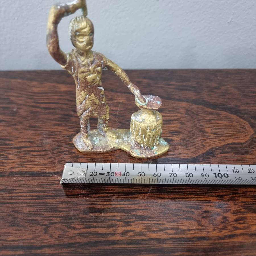 Antique Brass Blacksmith at work figurine, solid brass Paper Weight