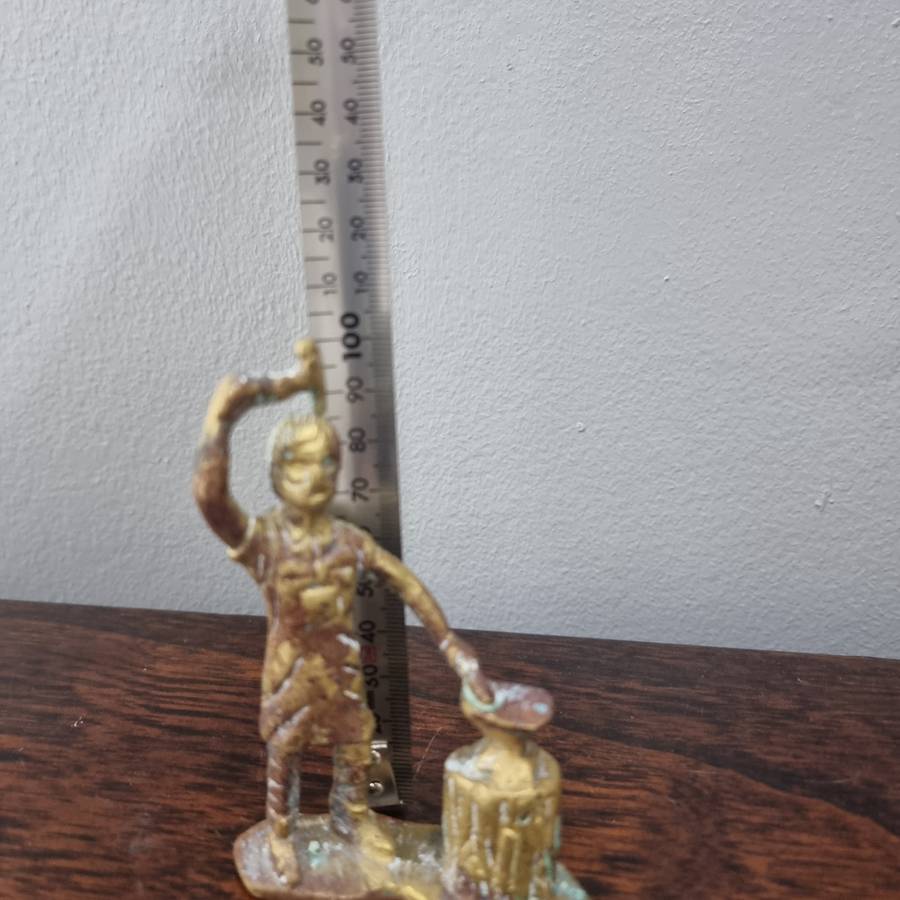 Antique Brass Blacksmith at work figurine, solid brass Paper Weight