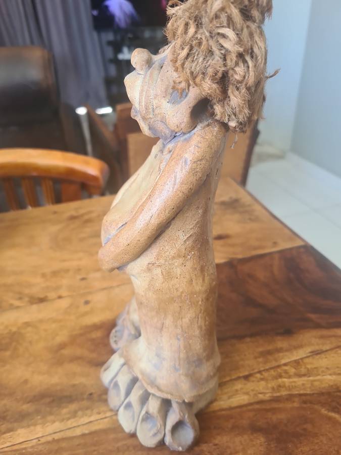 Large Hand Made Terracotta Troll   Figurine