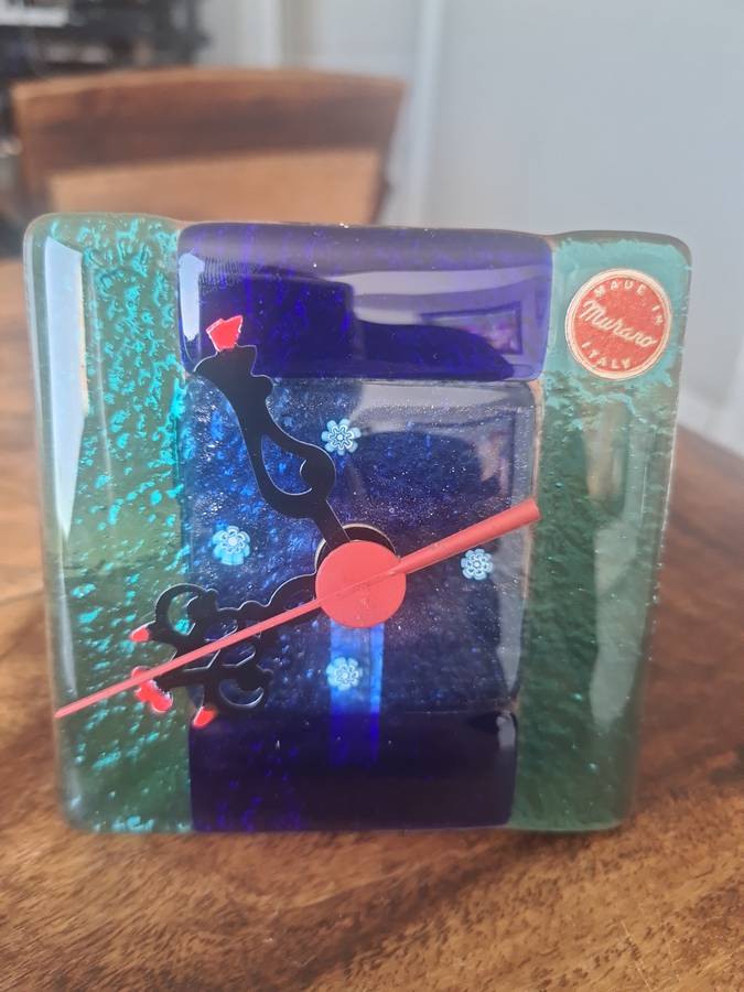 Hand Blown Murano Italy Glass  Clock Working