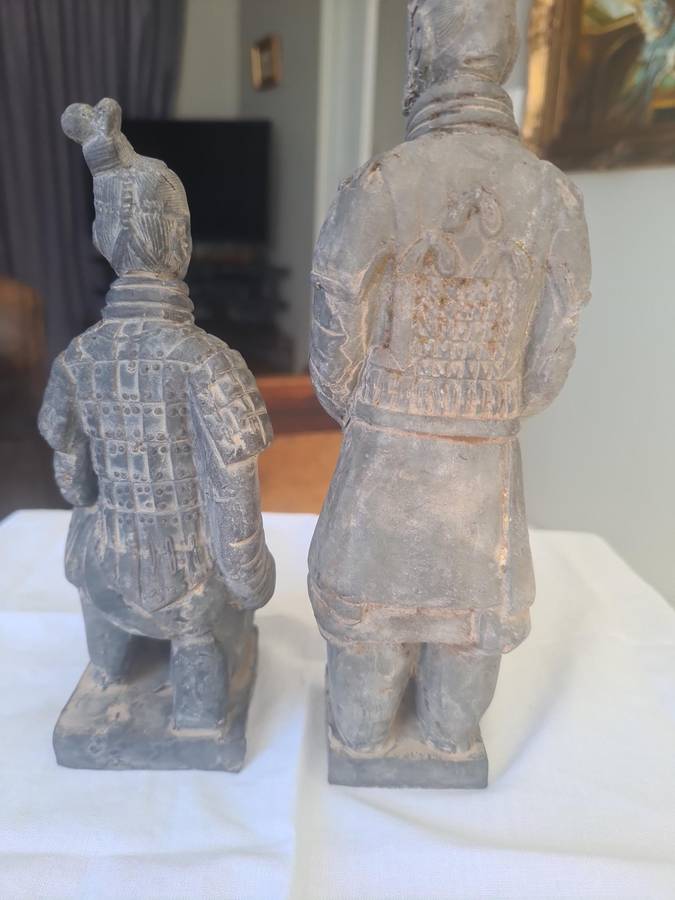 Chinese Warriors Figurines | 2 China Terracotta Warriors | Xian Soldier Statues