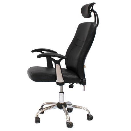 Black PU Leather Reclining Office Chair with Head and Arm rests
