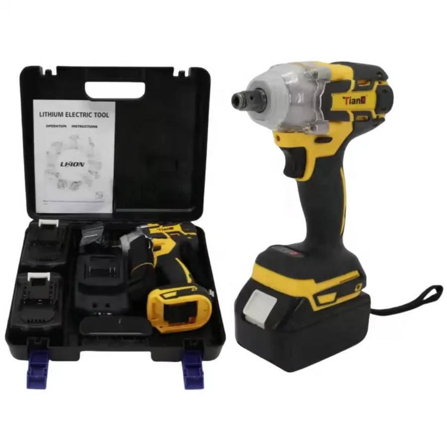 500NM Wireless Impact Wrench, 2 Batteries, Charger, Case & Gloves - 7Pc 21V