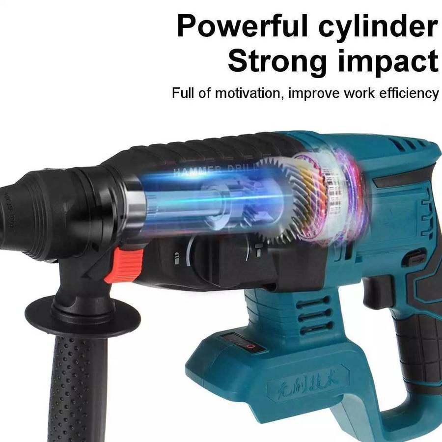 Wireless Handheld Electric Hammer Drill, 2 Lithium Battery Packs & Gloves