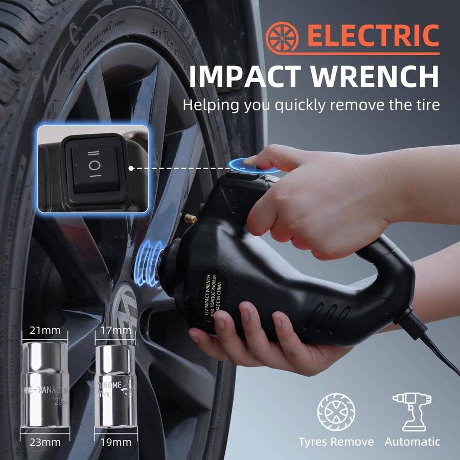 5 Ton 12 V Electric Car Jack With Built In Compressor & Nut Wrench - 3 in 1 - DEEFECTIVE