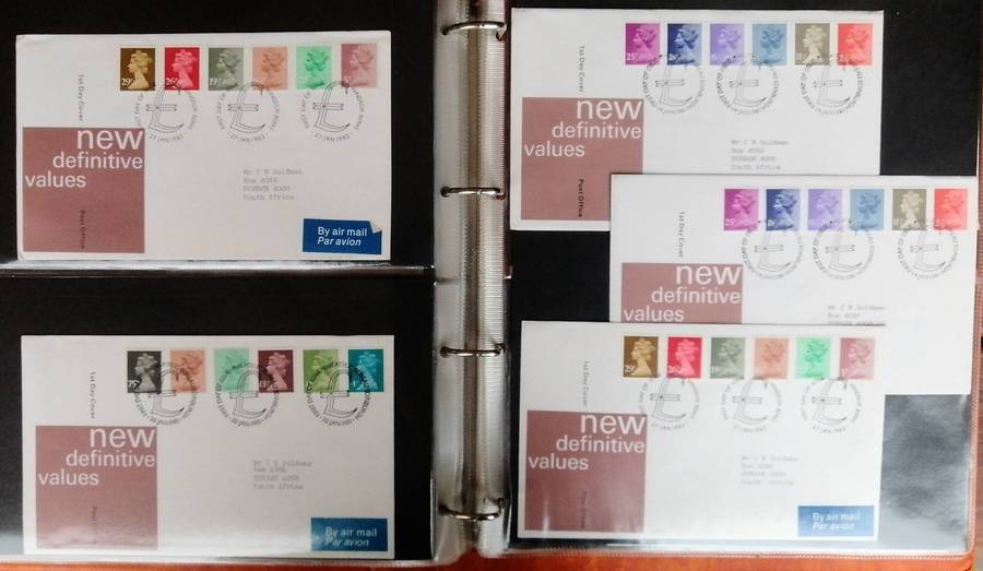 Great Britain Definitives series covers x 50 in binder album