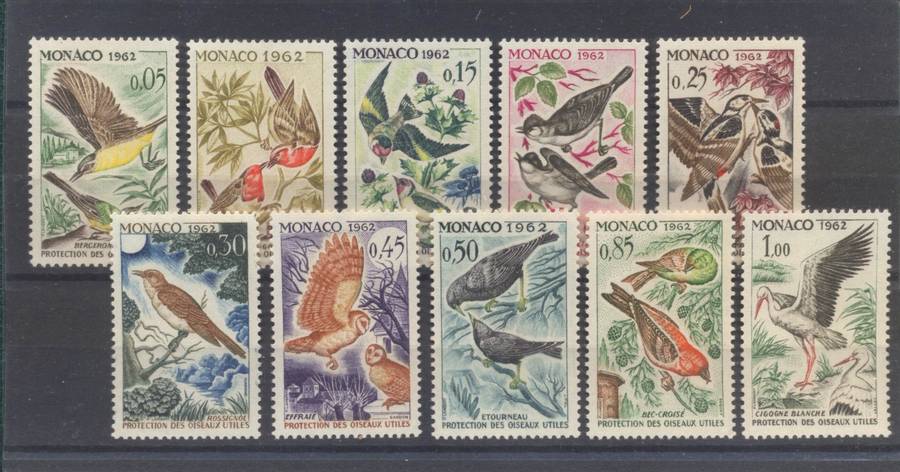 Monaco Birds 1962 full set of 10 Superb Unmounted
