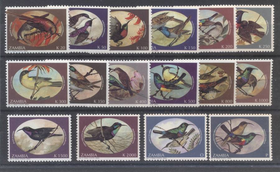 Zambia Birds 1994 full set of 16 - Superb Unmounted - Scarce set !