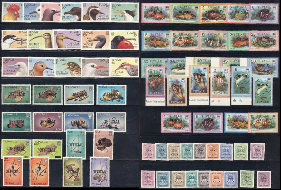 SCARCE Tuvalu Officials sets selection - all superb unmounted - different overprints- birds, fishes