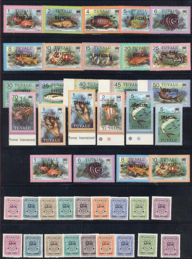 SCARCE Tuvalu Officials sets selection - all superb unmounted - different overprints- birds, fishes