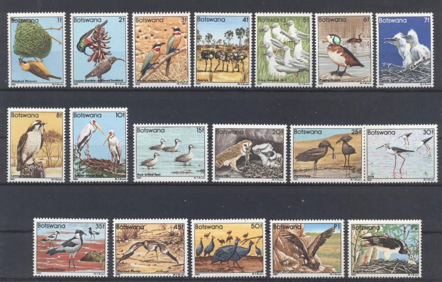 Botswana Birds 1982 full set of 18 - superb unmounted