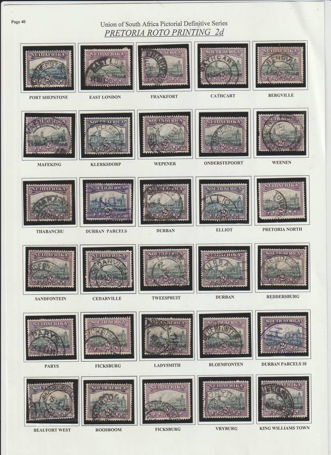 Union of South Africa Pretoria roto 2D printing postmark comprehensive selection. *U See Scans.