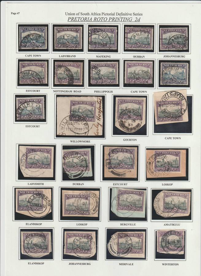 Union of South Africa Pretoria roto 2D printing postmark comprehensive selection. *U See Scans.