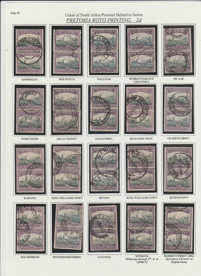 Union of South Africa Pretoria roto 2D printing postmark comprehensive selection. *U See Scans.