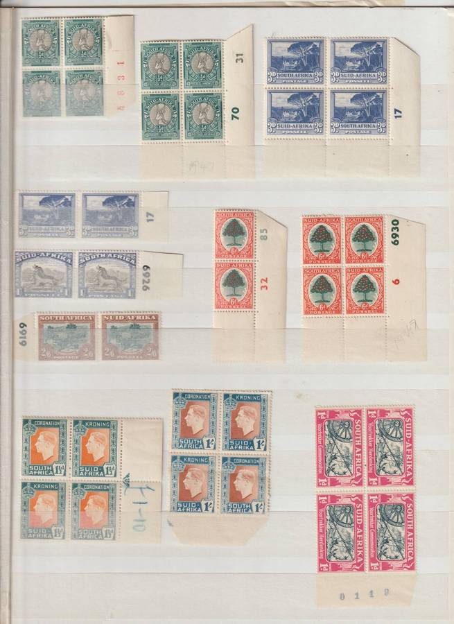 Union of South Africa 1933 - 1938 **M Controls, Blocks CV + R 11500.00. See Scans.