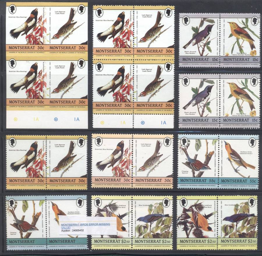 Island Birds Selection - 2 varieties - Imperf & MISSING VALUE - Superb Unmounted