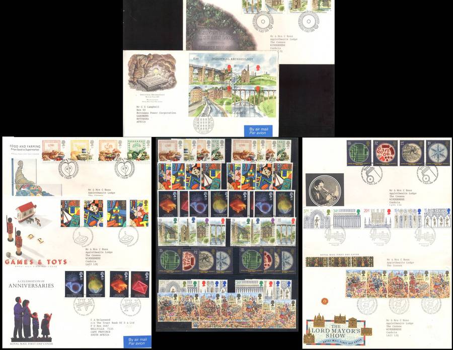 Great Britain 1989 Sets (7) (Unmounted & CTO ) and matching covers - see 4 scans