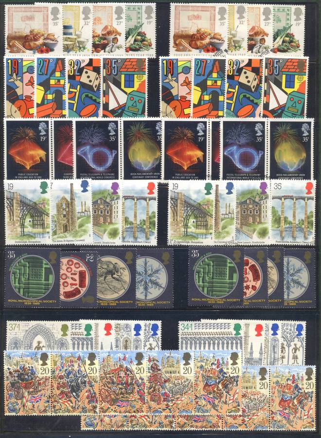 Great Britain 1989 Sets (7) (Unmounted & CTO ) and matching covers - see 4 scans