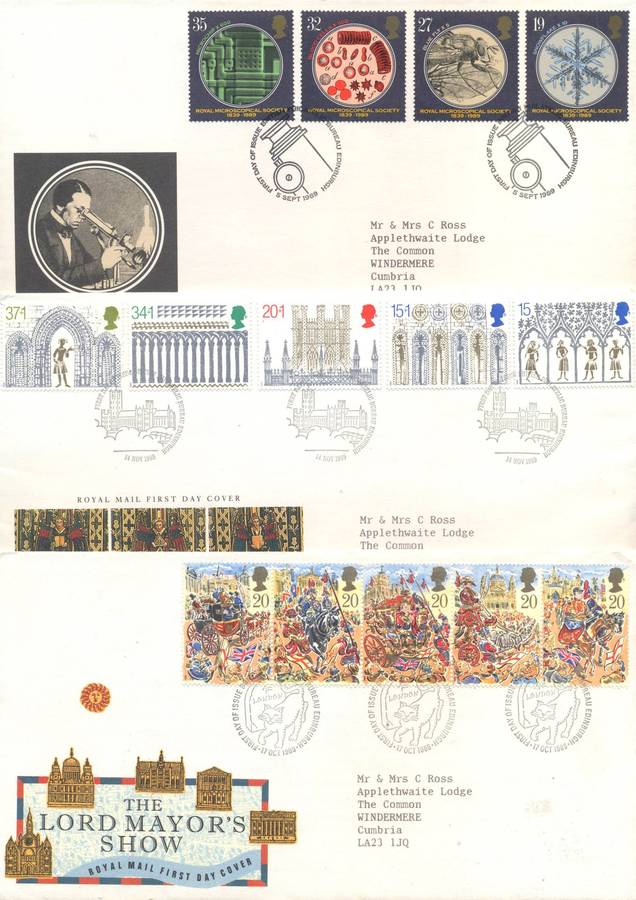 Great Britain 1989 Sets (7) (Unmounted & CTO ) and matching covers - see 4 scans