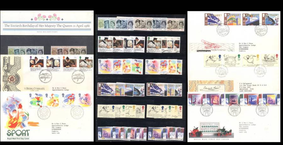 Great Britain 1988 Sets (6) (Unmounted & CTO ) and matching covers - see 3 scans