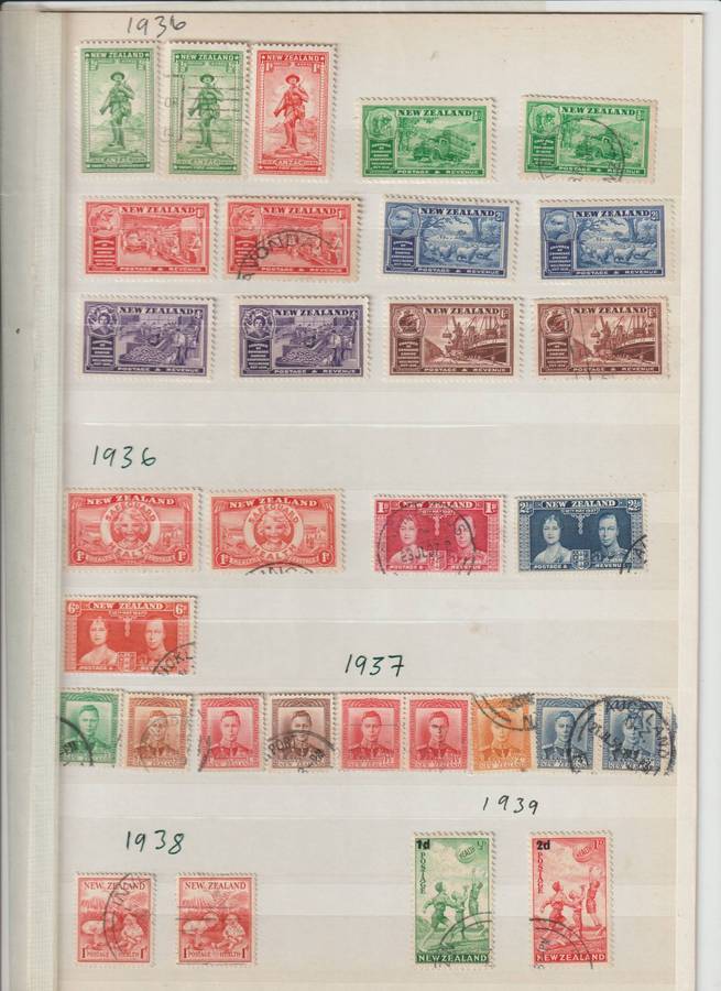 New Zealand 1936 - 1944 **m, *m, used. Good CV Selection. See Scans.