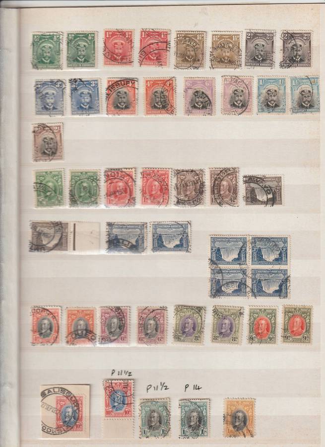 Southern Rhodesia 1924 - 1940 used High CV selection, note Admiral perf variations. See Scans.