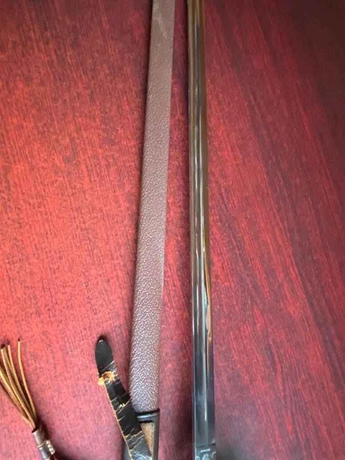 SADF ARMY,CEREMONIAL SWORD WITH LEATHER SCABBARD,NUMBERED 2359,MADE BY SOLINGEN GERMANY-VERY GOOD CO