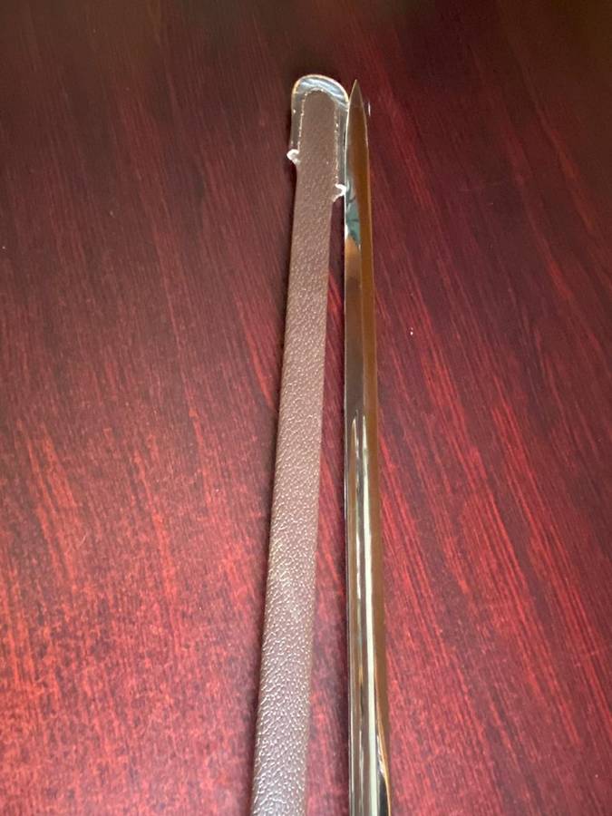 SADF ARMY,CEREMONIAL SWORD WITH LEATHER SCABBARD,NUMBERED 2359,MADE BY SOLINGEN GERMANY-VERY GOOD CO