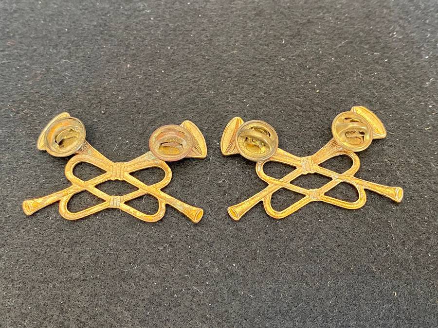 ARMY TRUMPETER,BADGE PAIR- PINS INTACT