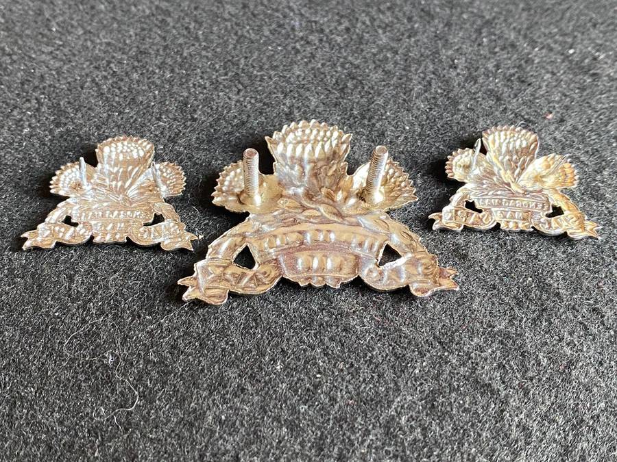 SA ARMOURED CORPS CAP AND COLLARS-WORN 1976-1996-CHROMED LUGS + PINS INTACT