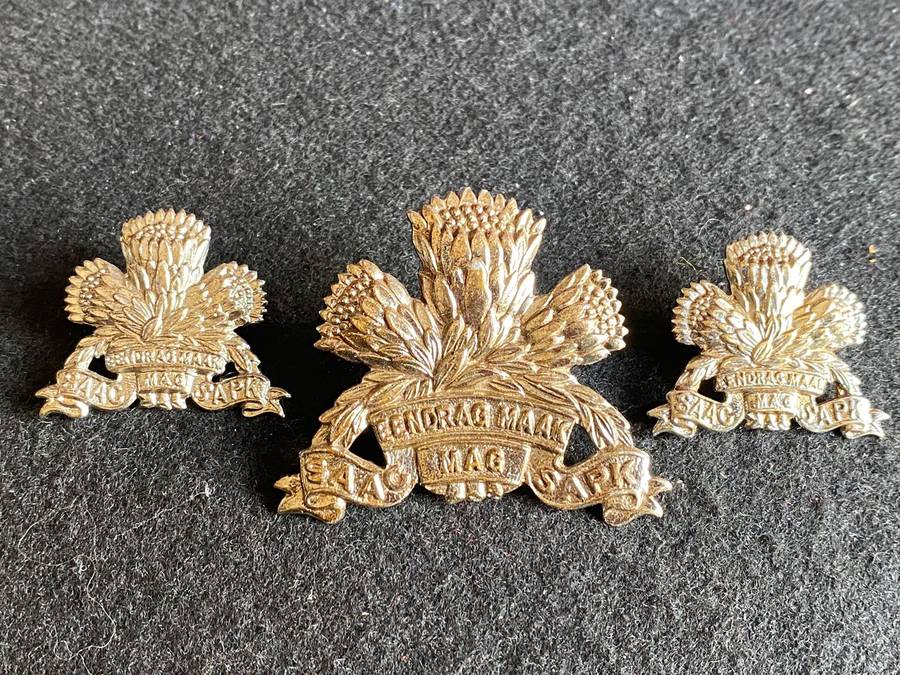 SA ARMOURED CORPS CAP AND COLLARS-WORN 1976-1996-CHROMED LUGS + PINS INTACT