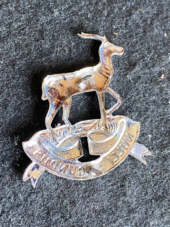 PRETORIA REGT. CHROME COLLAR BADGE-WORN POST 1976-PINS INTACT