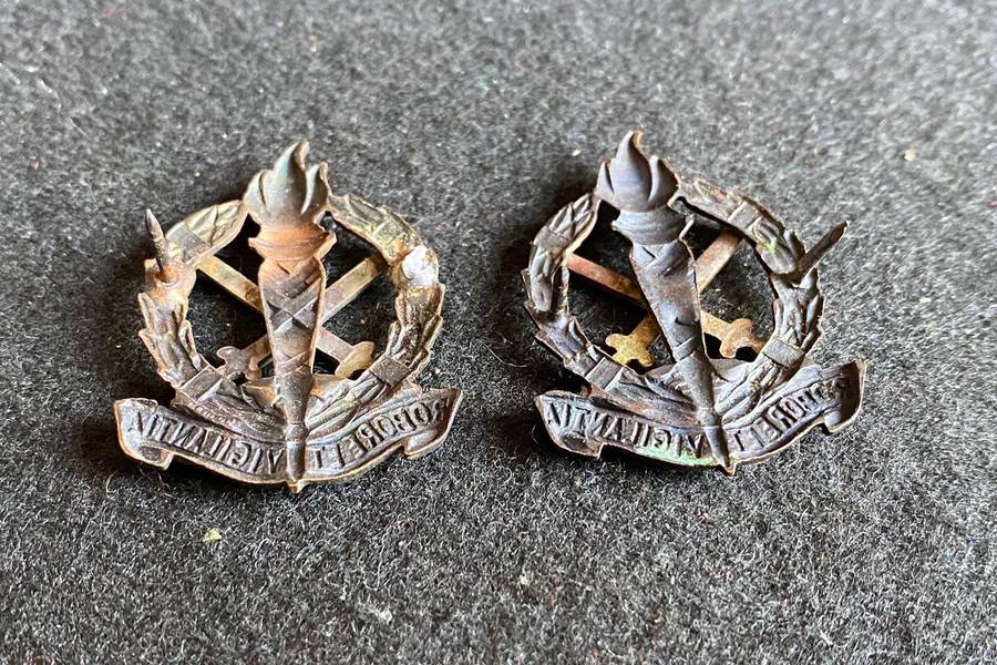 REGT. SCHOONSPRUIT COLLAR PAIR-WORN FROM 1966-ONE PIN MISSING
