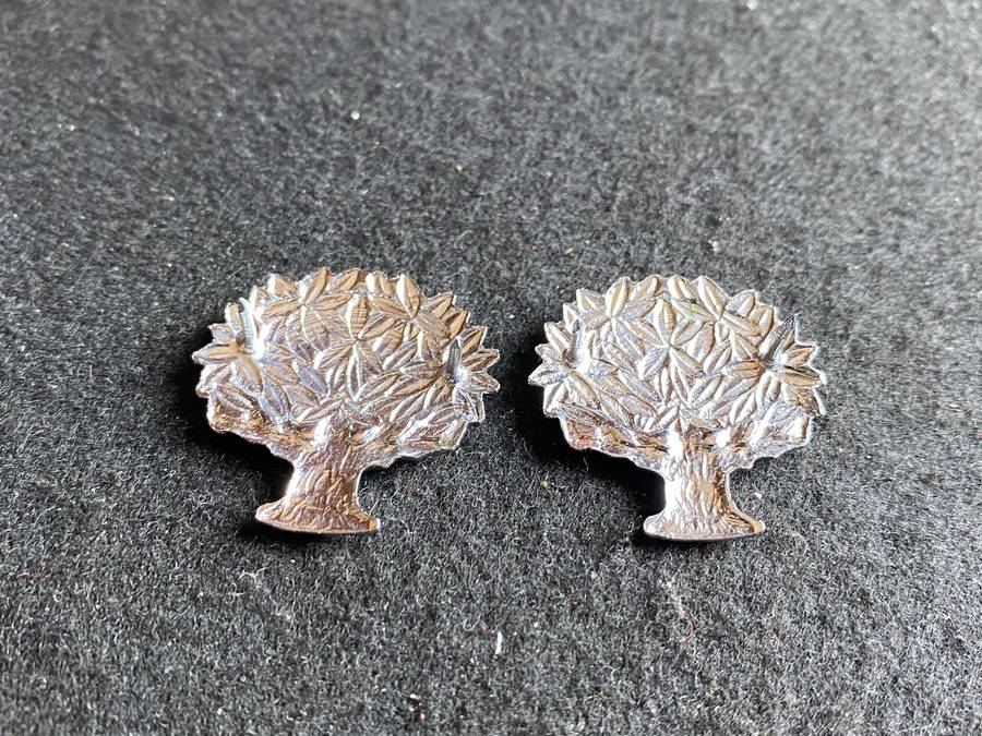 REGT. VRYSTAAT COLLAR BADGE PAIR-WORN POST 1976-PINS INTACT