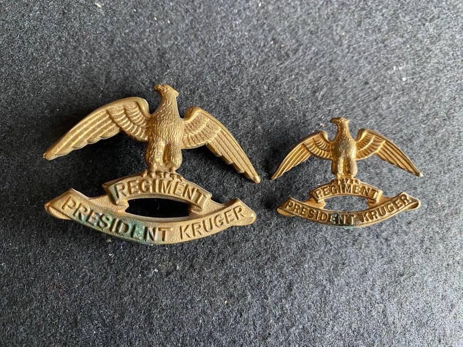 REGT. PRESIDENT KRUGER CAP AND COLLAR-WORN 1956-65-LUGS COMPLETE