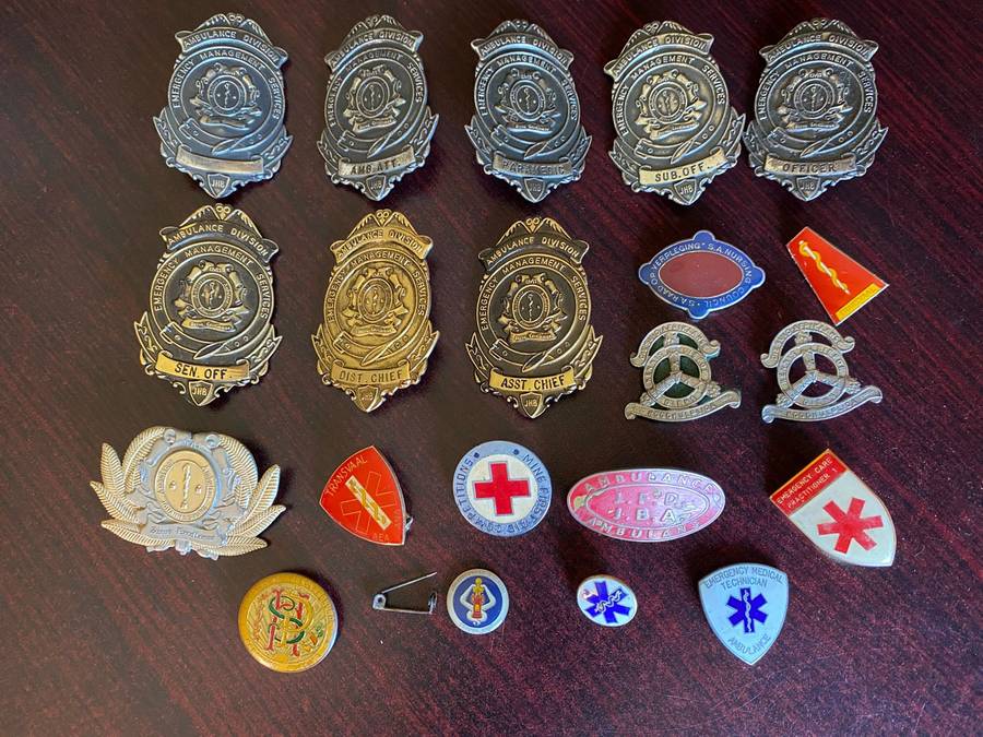 LARGE SELECTION OF JHB AMBULANCE DIVISION AND HEALTH SERVICES BADGES- 21 IN TOTAL