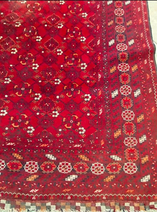 Beautiful Hand Knotted Persian Carpet with Fields of Red and Black - Afghan Kelim