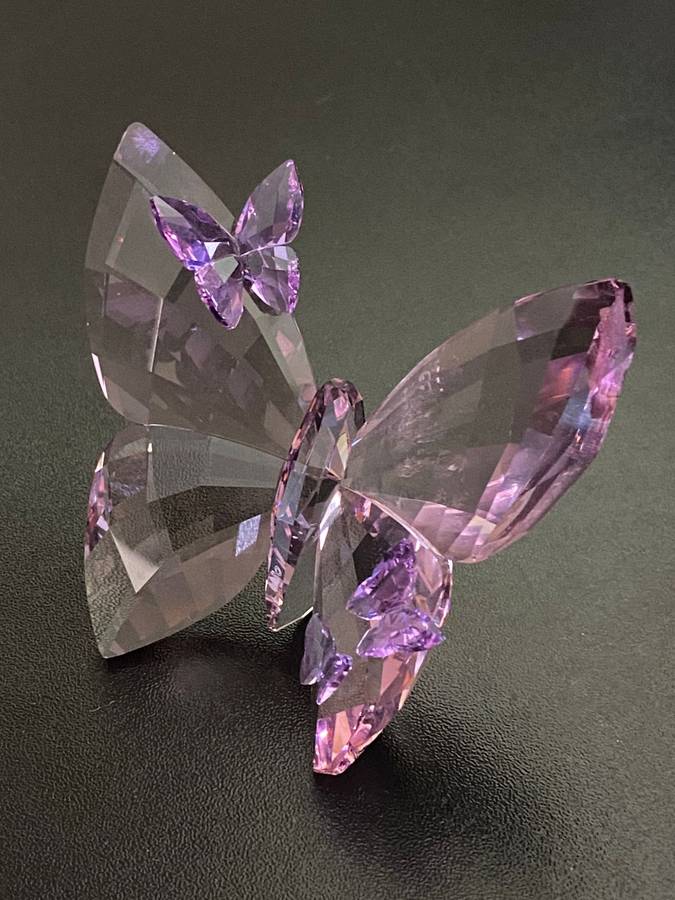 SWAROVSKI AUSTRIAN CRYSTAL BUTTERFLY 85X75-PURPLE-CONDITION VERY GOOD-NO DAMAGE