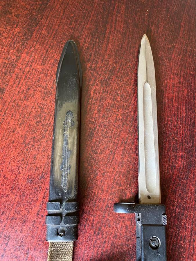 AK47 BAYONET-EAST GERMAN WITH EARLY WEB HILT LOOP-GOOD CONDITION